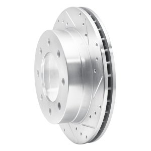 Chevrolet Suburban 2500 Brake Rotor (1) - Rear Right - R1 Concepts - Drilled & Slotted - Silver - `03-`05